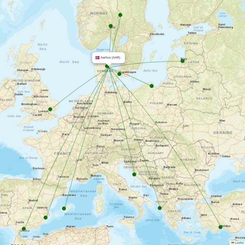 Route map over AAR airport