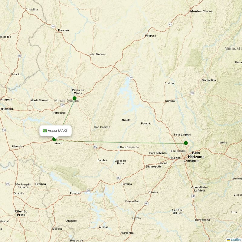 Route map over AAX airport