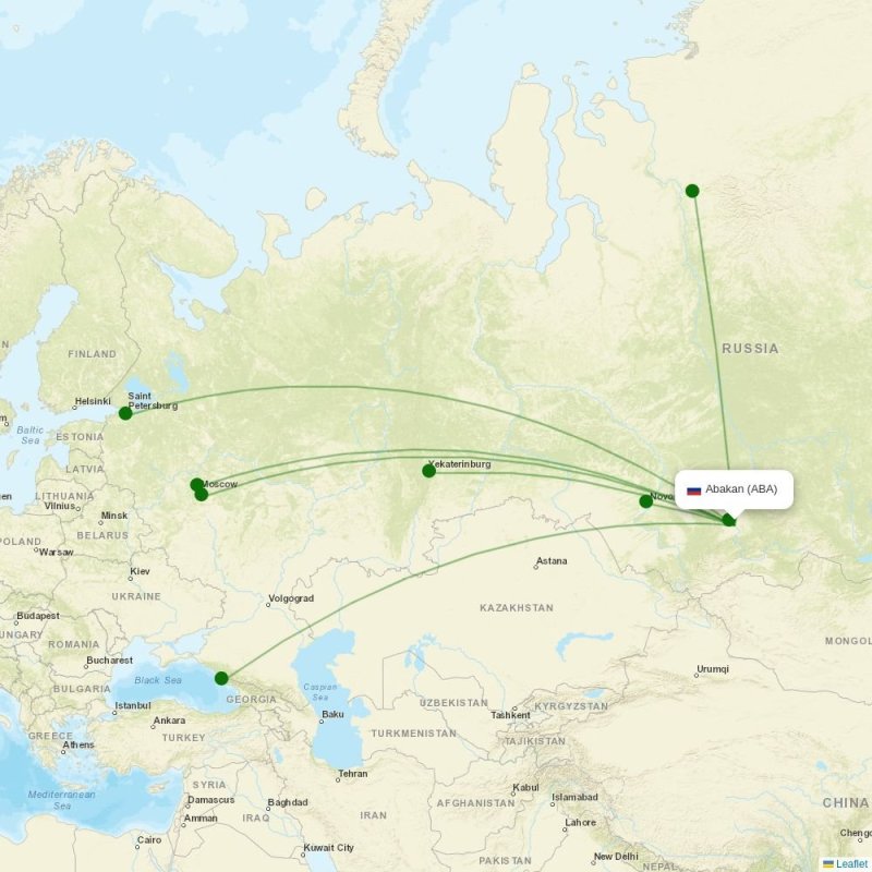 Route map over ABA airport