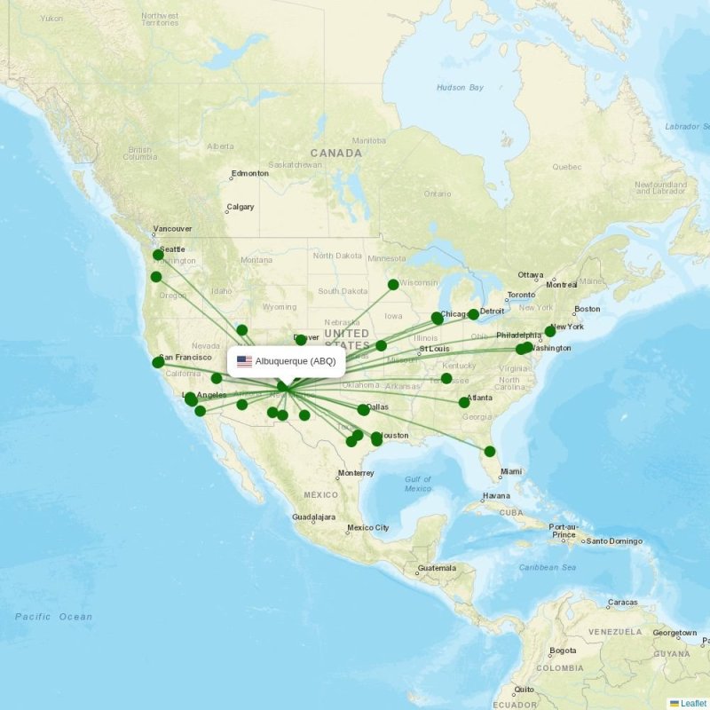 Albuquerque International Sunport destination map