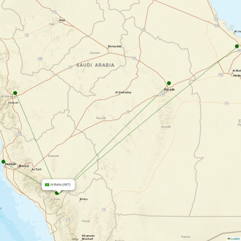 Route map over ABT airport