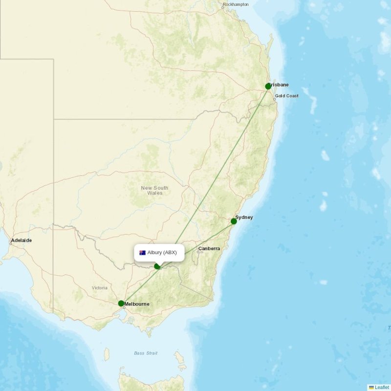 Route map over ABX airport