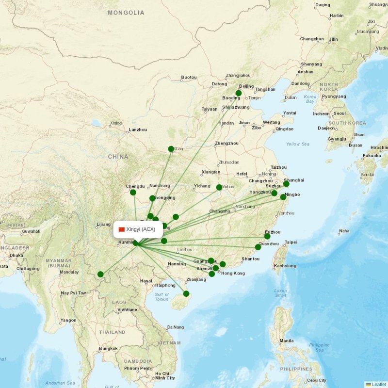 Route map over ACX airport