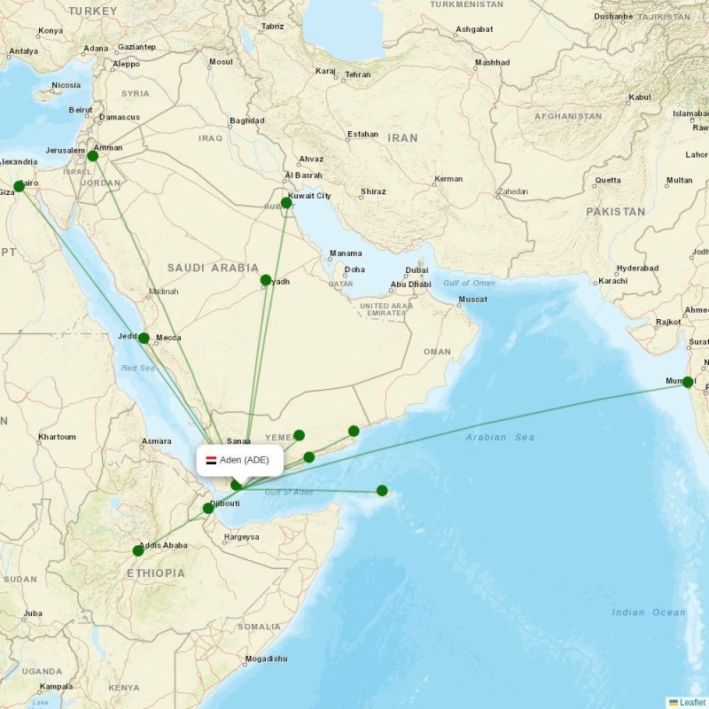 Route map over ADE airport