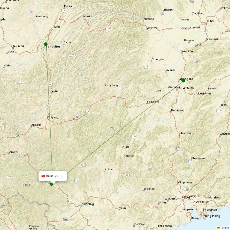 Route map over AEB airport