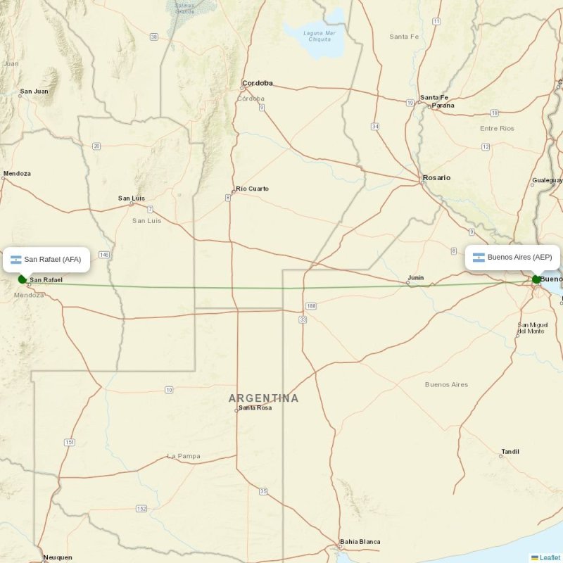Route map over AFA airport