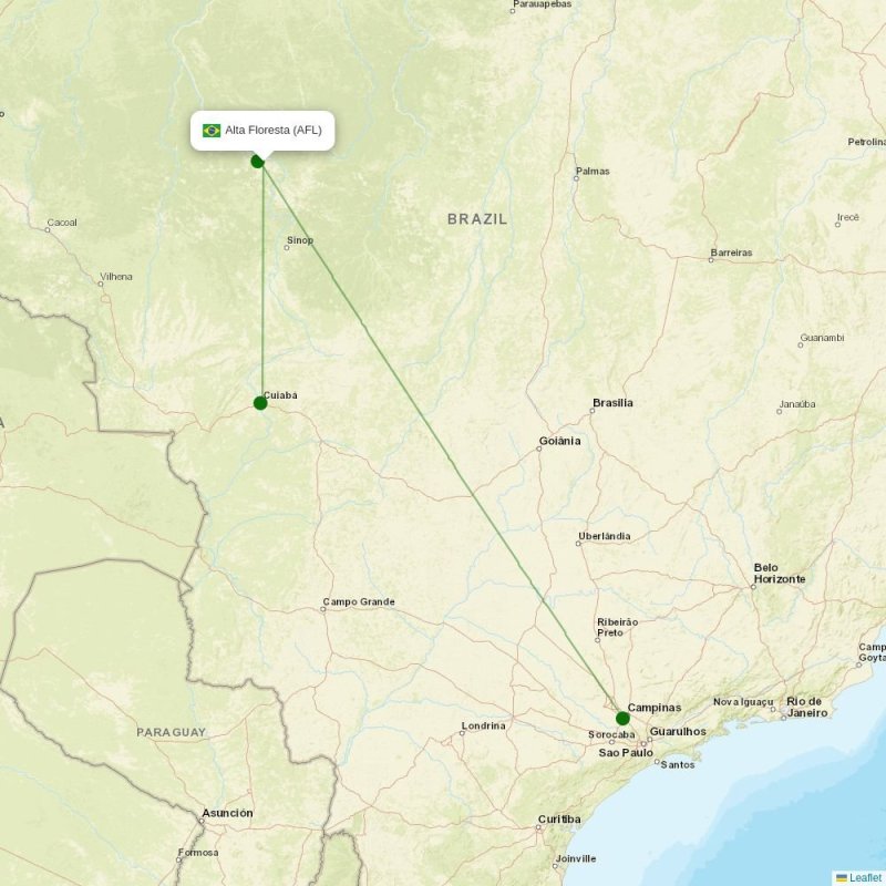 Route map over AFL airport