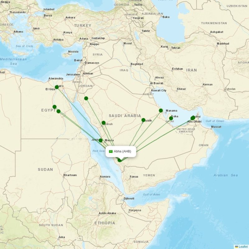 Route map over AHB airport