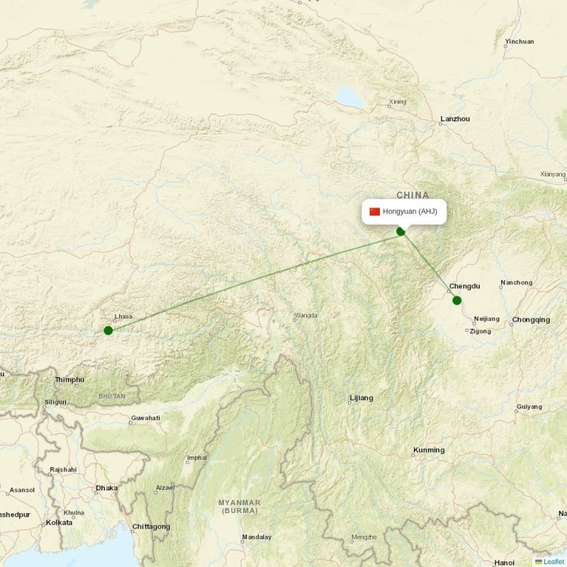 Route map over AHJ airport