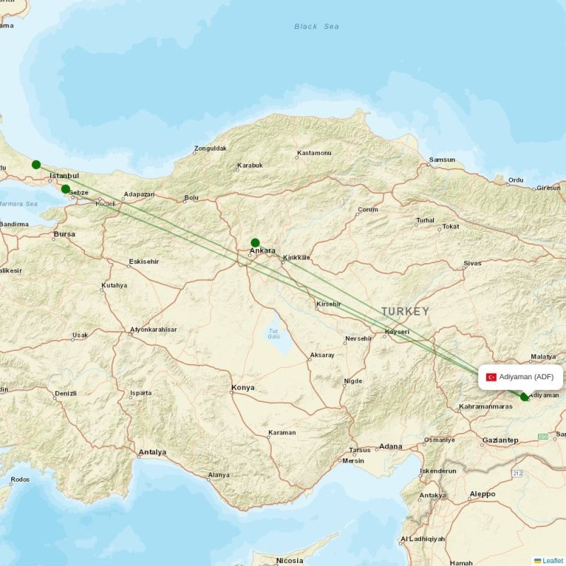 Route map over AJI airport