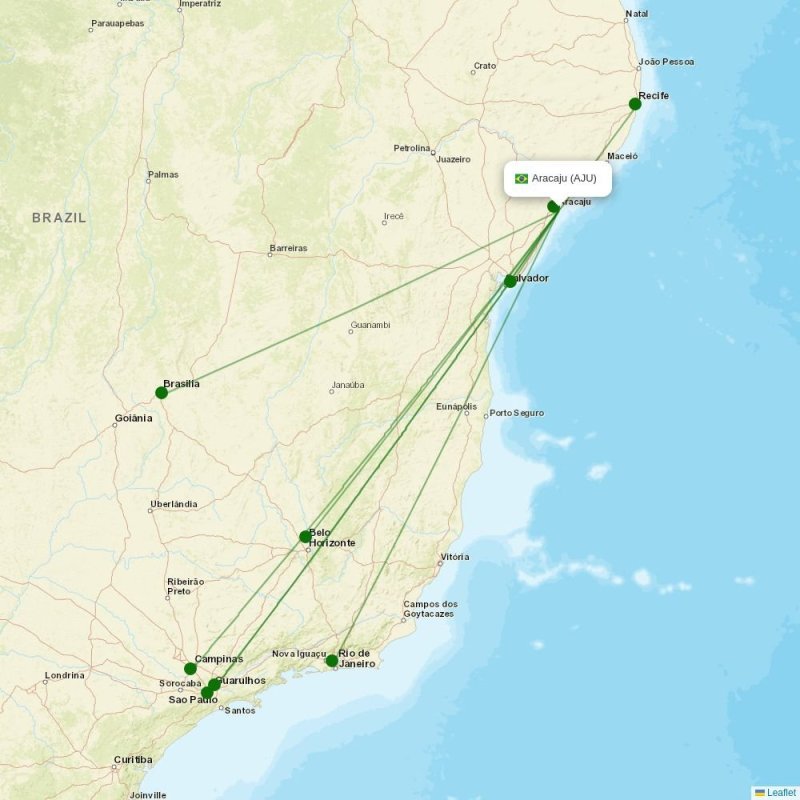Route map over AJU airport