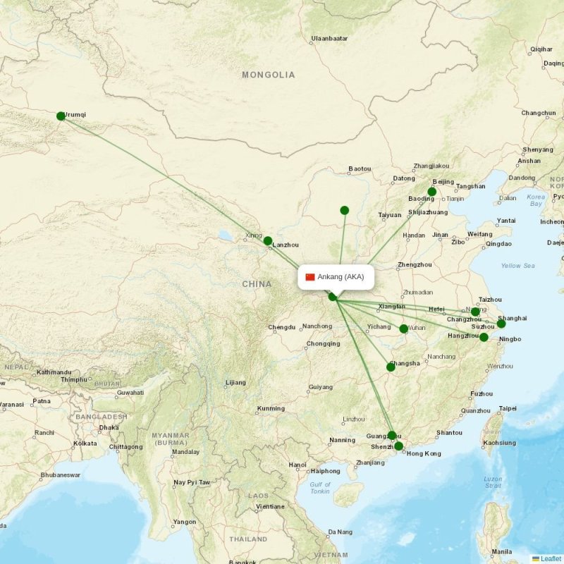 Route map over AKA airport