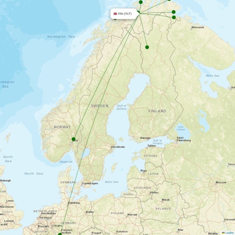 Route map over ALF airport
