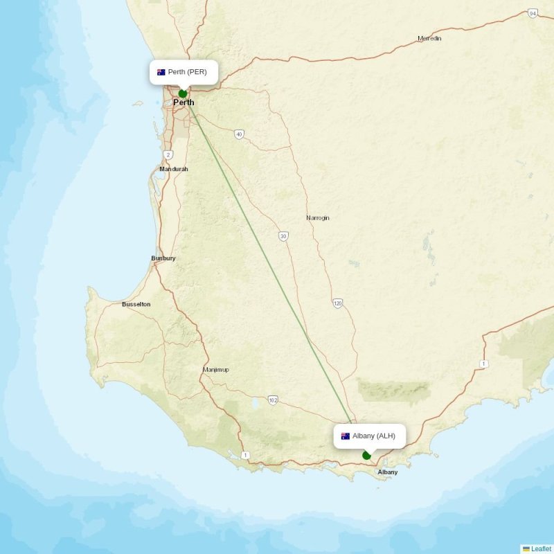 Route map over ALH airport