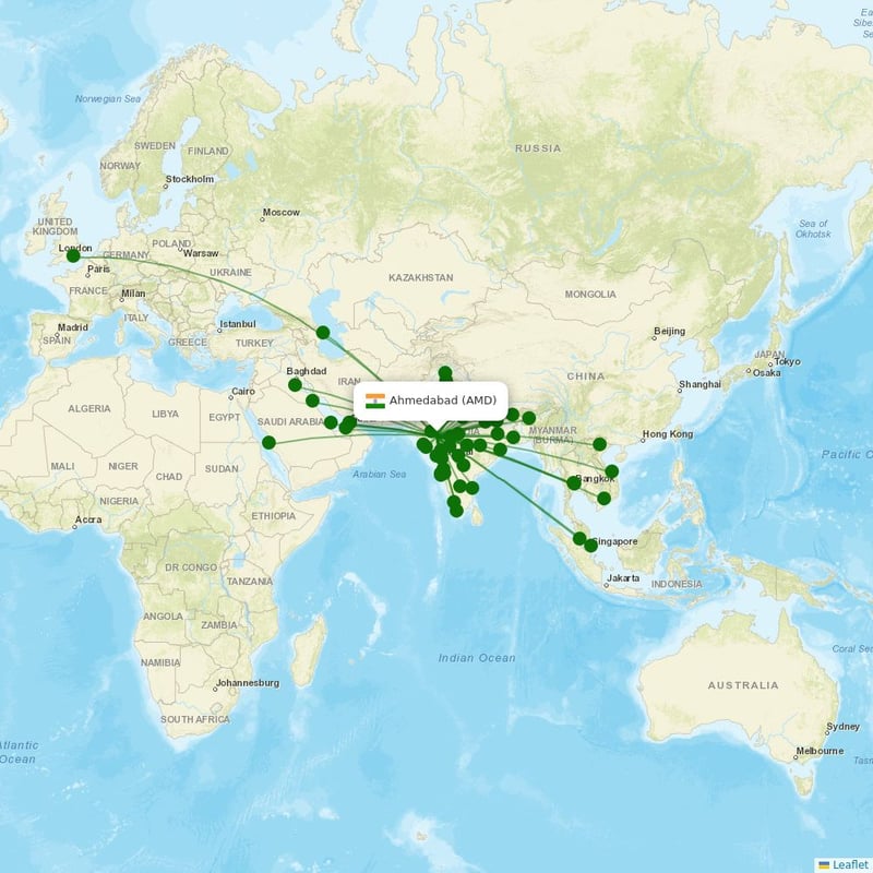 Route map over AMD airport