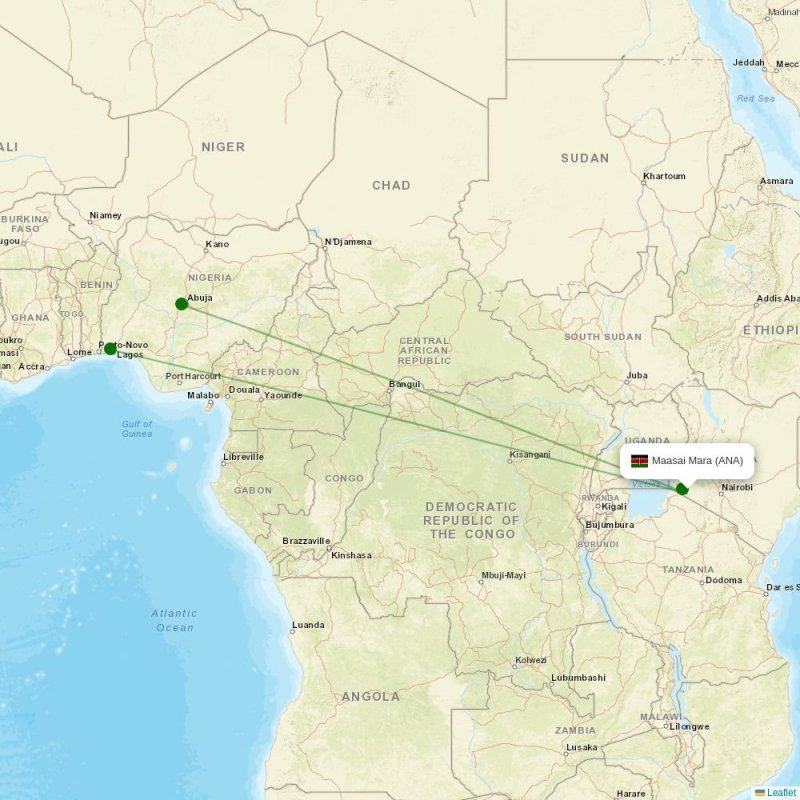 Route map over ANA airport