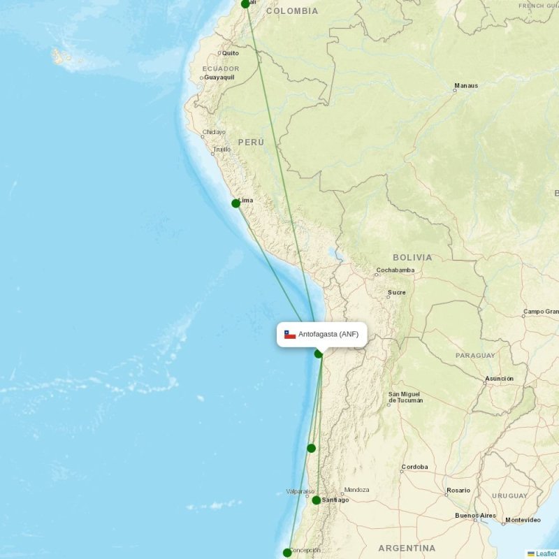 Route map over ANF airport