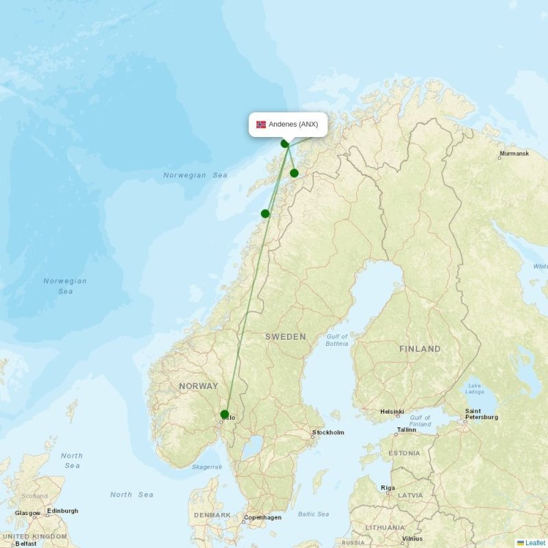 Route map over ANX airport