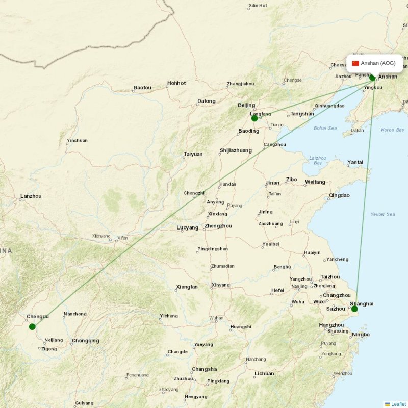 Route map over AOG airport