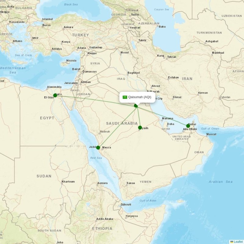 Route map over AQI airport