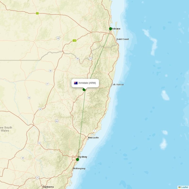 Route map over ARM airport