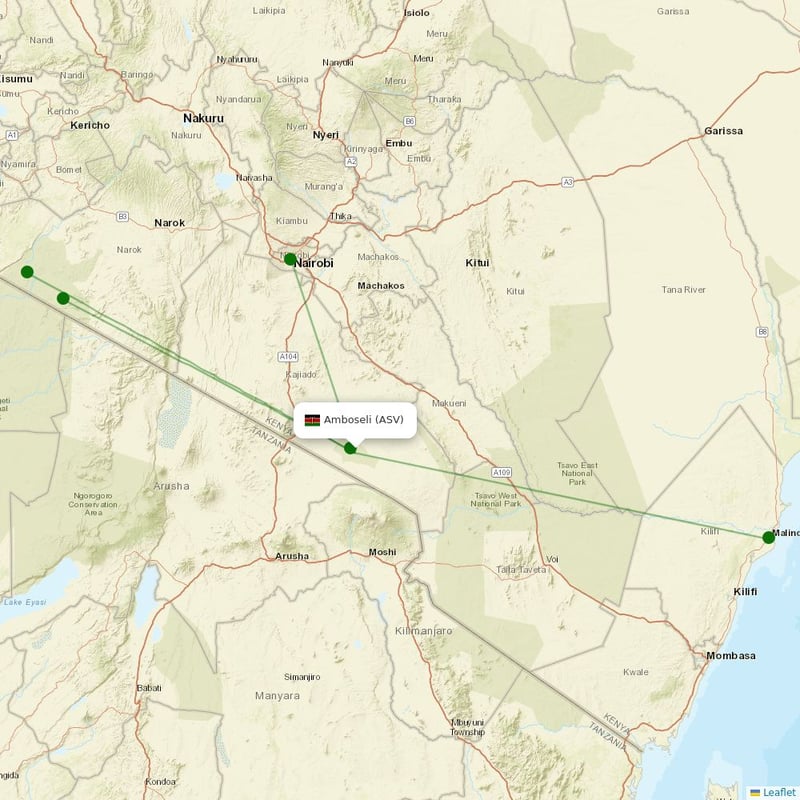 Route map over ASV airport