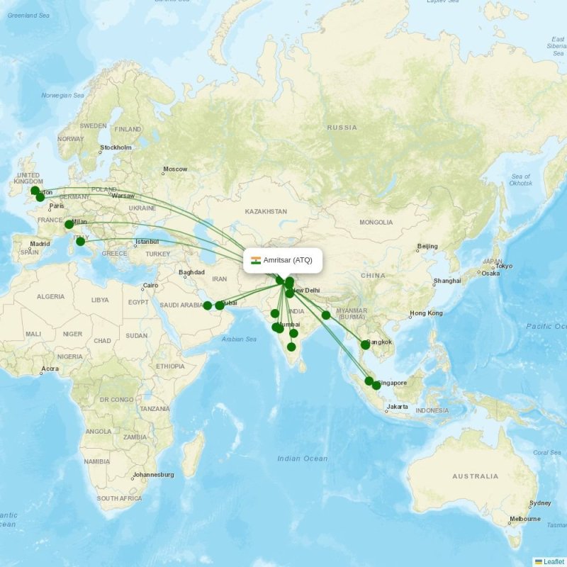 Route map over ATQ airport