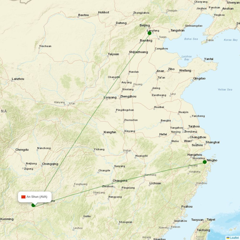 Route map over AVA airport