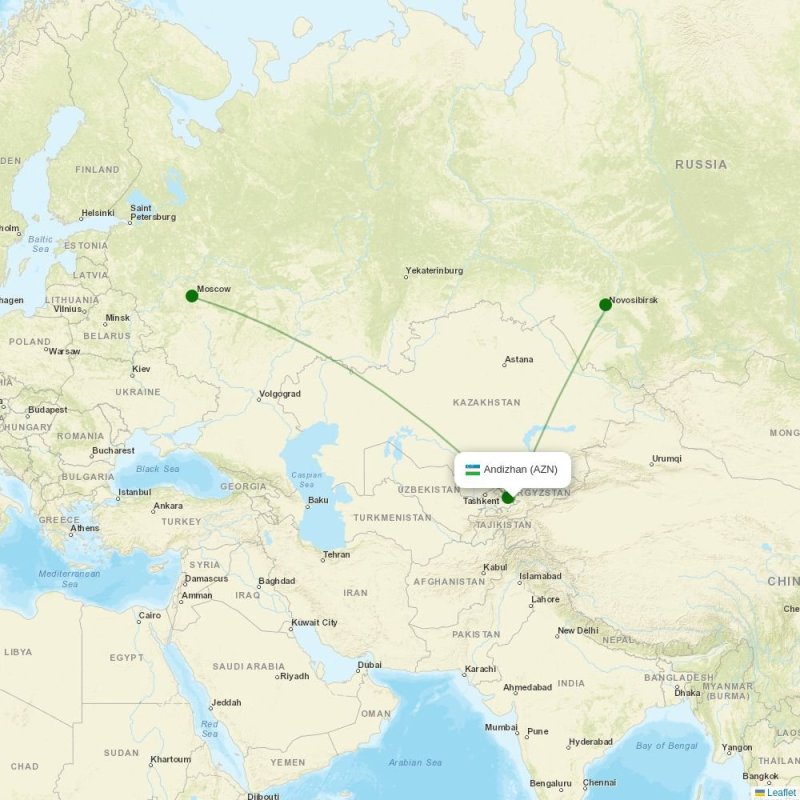 Route map over AZN airport