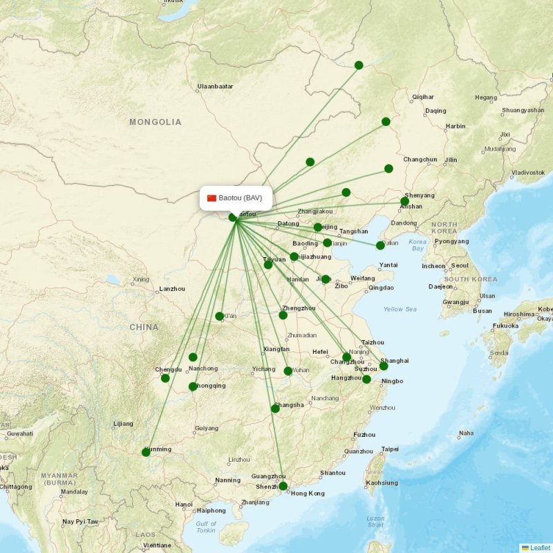 Route map over BAV airport