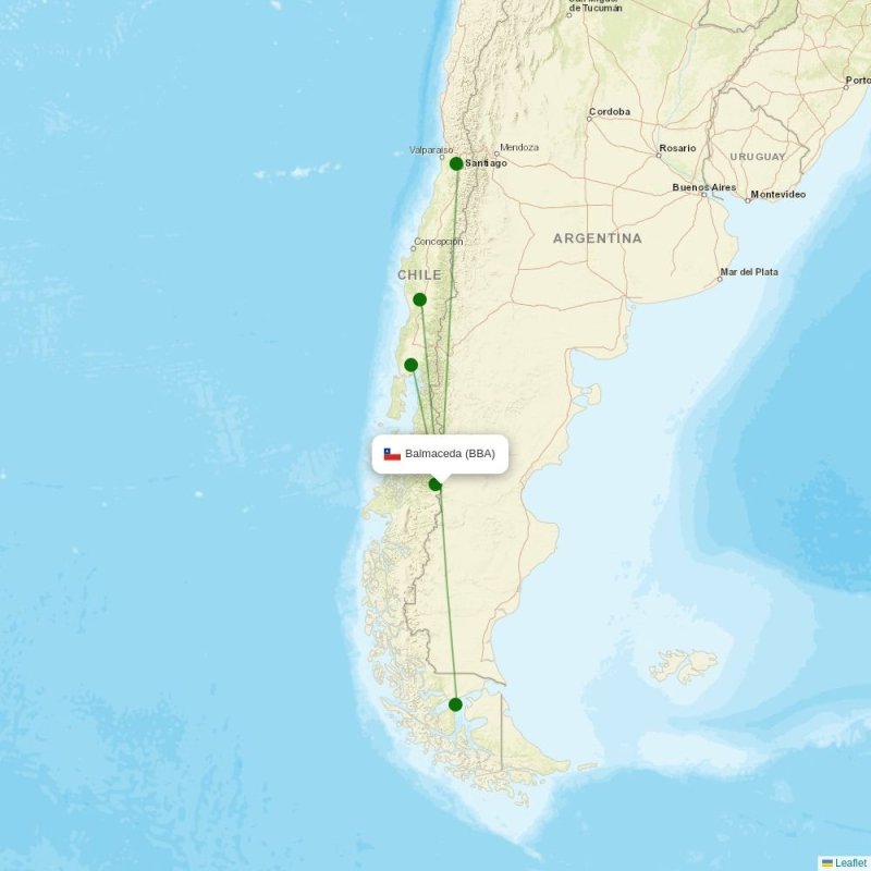 Route map over BBA airport