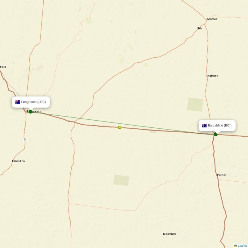 Route map over BCI airport