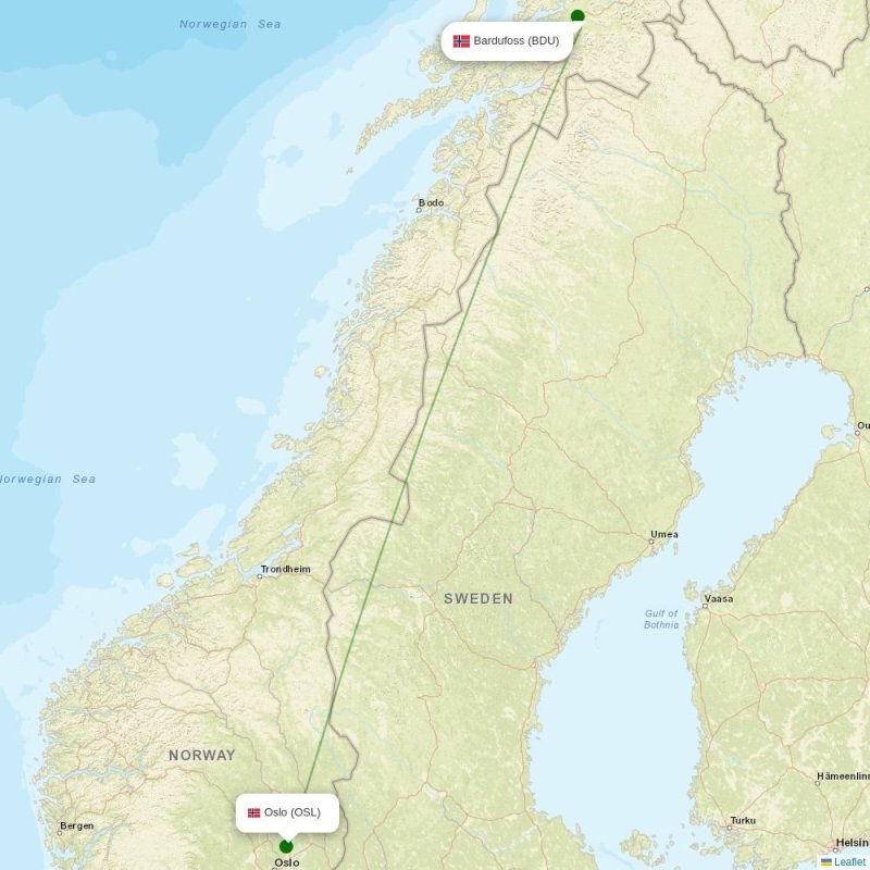 Route map over BDU airport