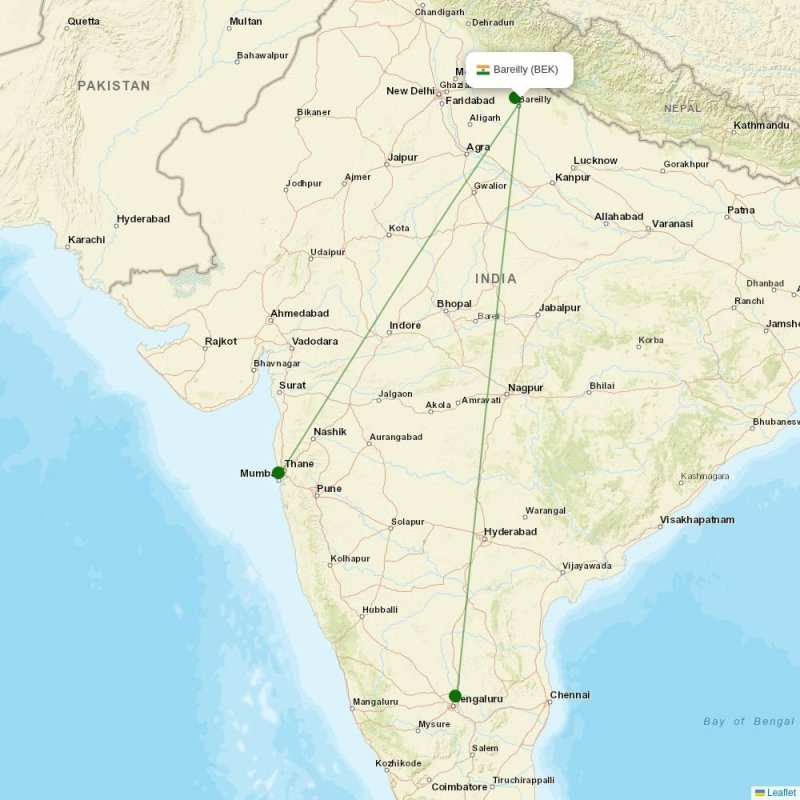 Route map over BEK airport