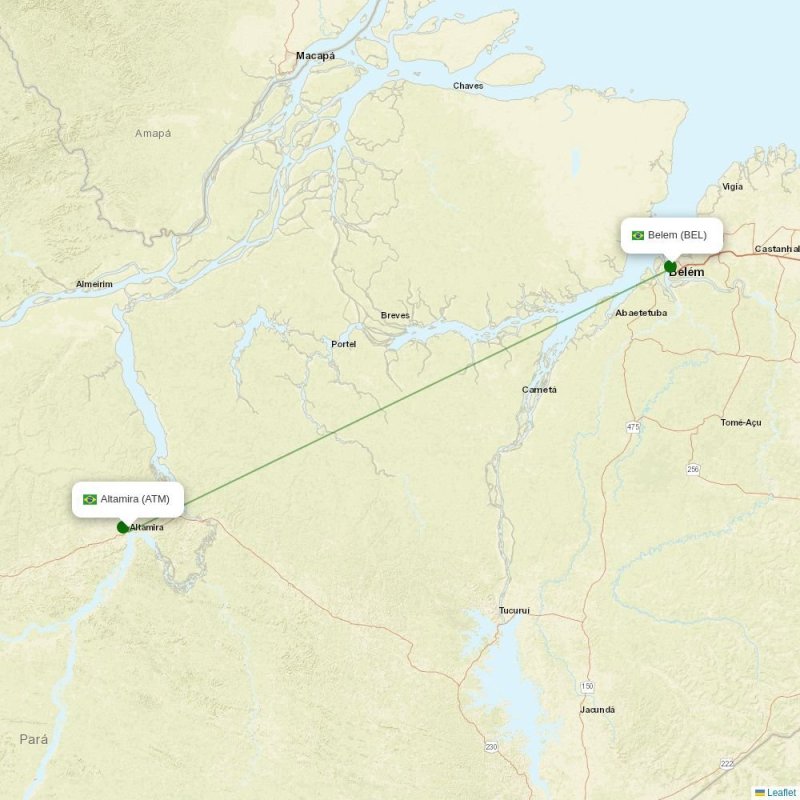 Route map over BEL airport