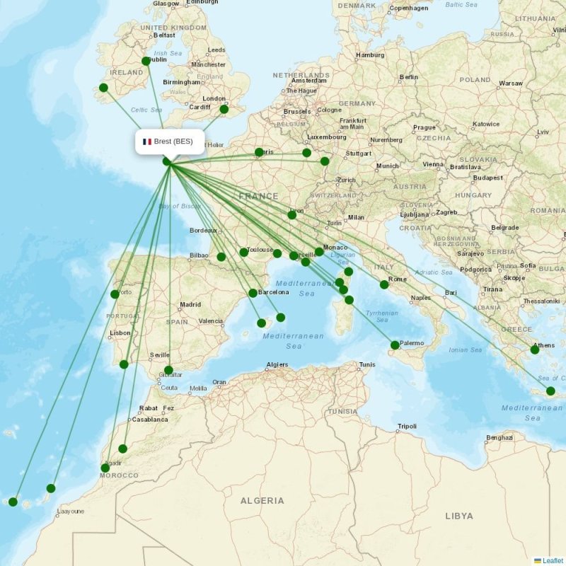 Route map over BES airport