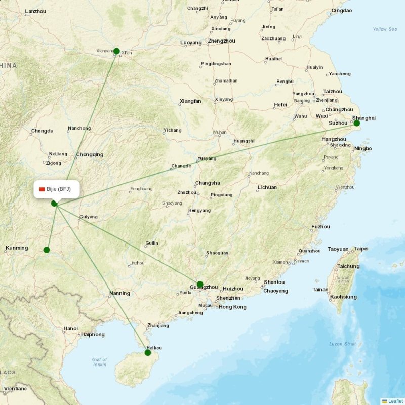 Route map over BFJ airport