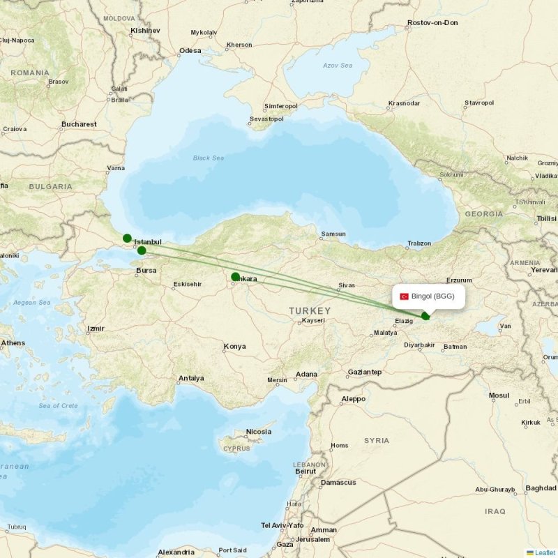 Route map over BGG airport