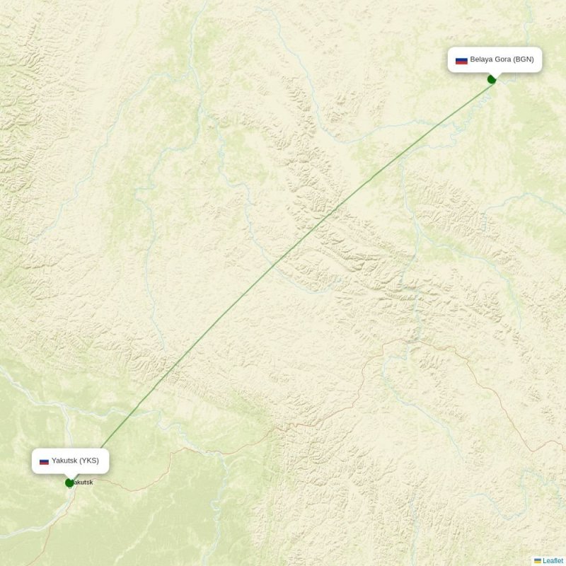 Route map over BGN airport