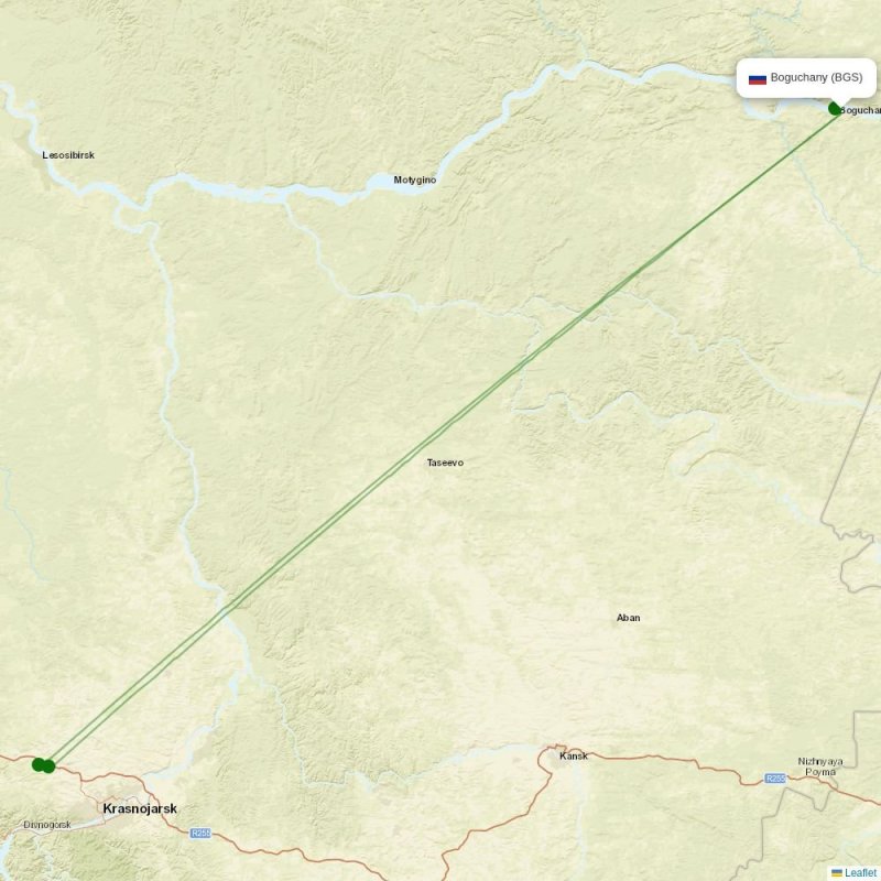Route map over BGS airport