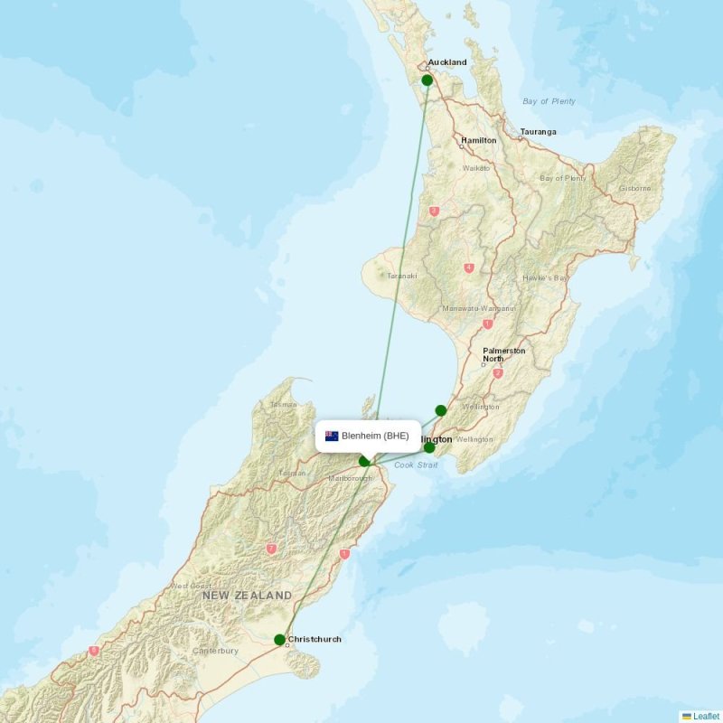 Route map over BHE airport