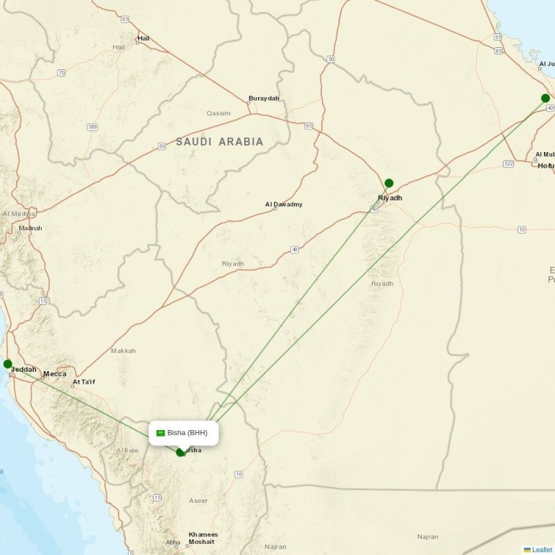 Route map over BHH airport