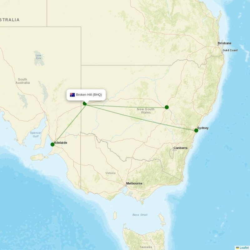 Route map over BHQ airport
