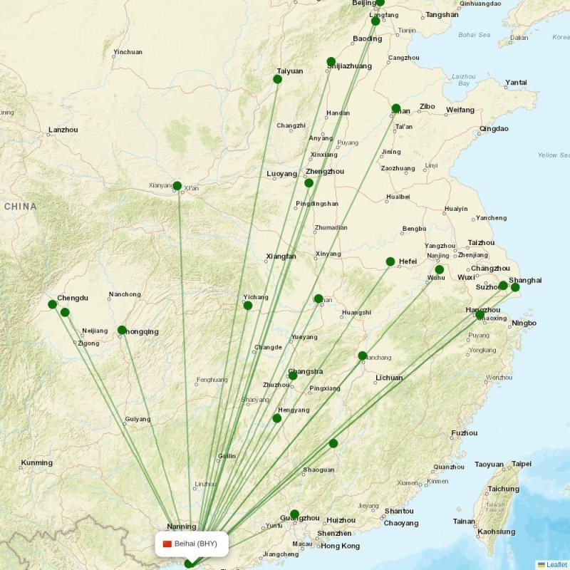 Route map over BHY airport