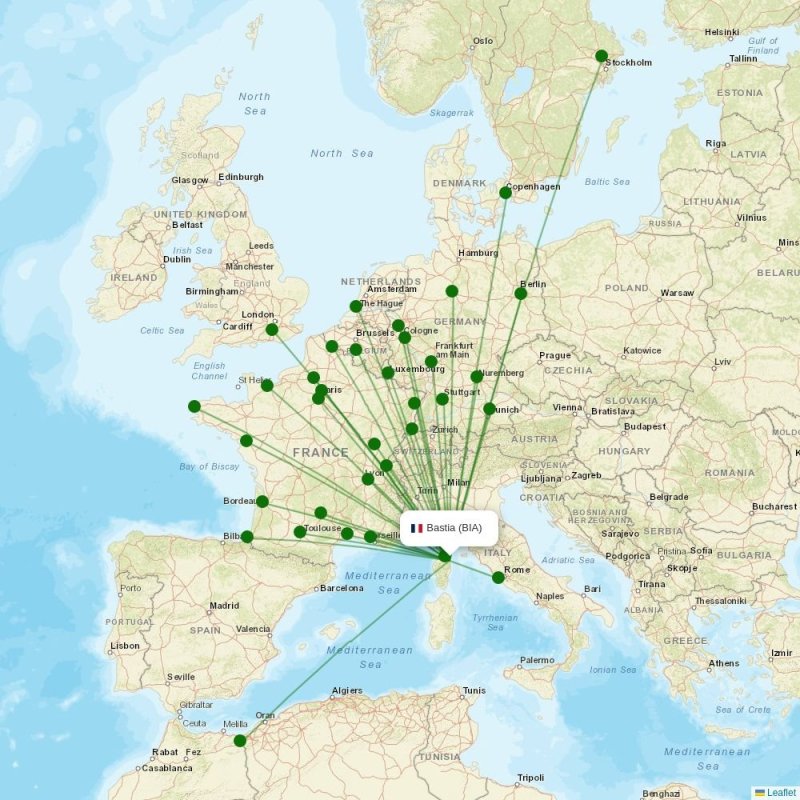 Route map over BIA airport