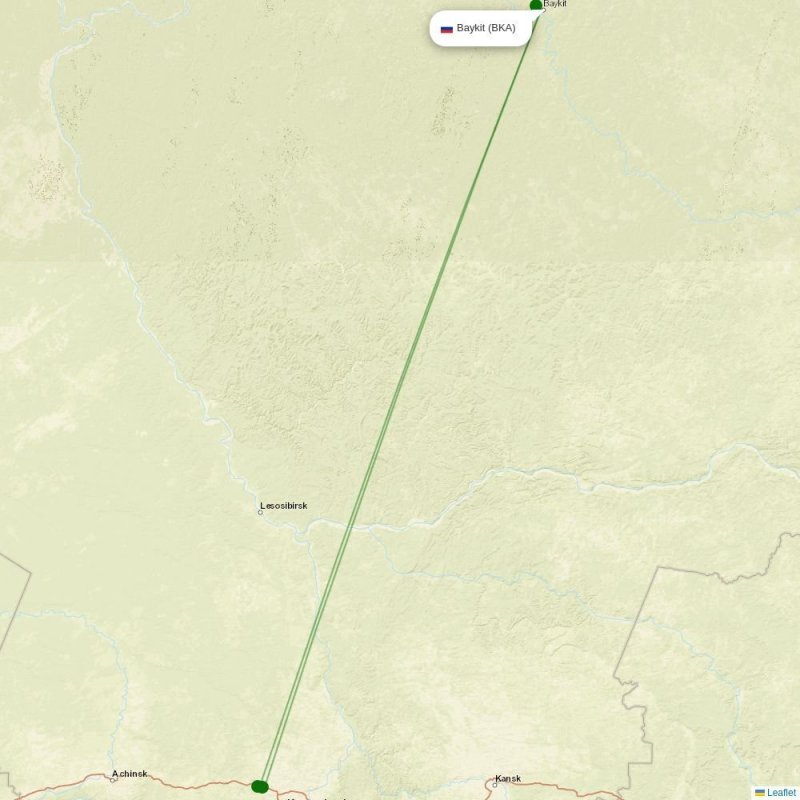 Route map over BKA airport