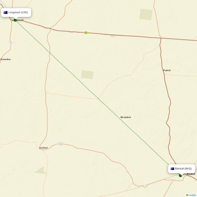 Route map over BKQ airport