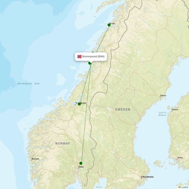 Route map over BNN airport