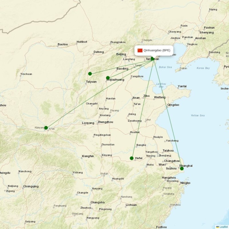 Route map over BPE airport