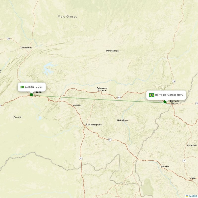 Route map over BPG airport